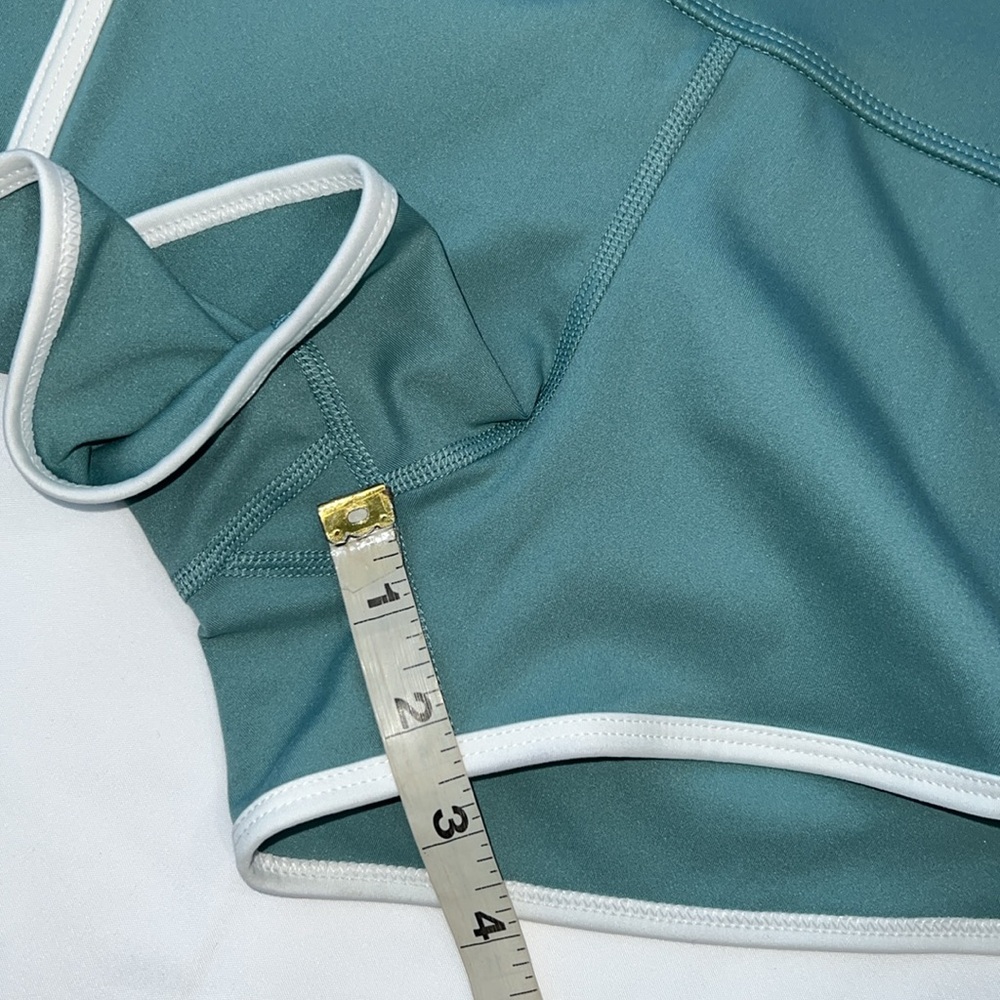 FP Movement by Free People Light Teal Athletic High-Waist Shorts with White Trim - Picture 9 of 11